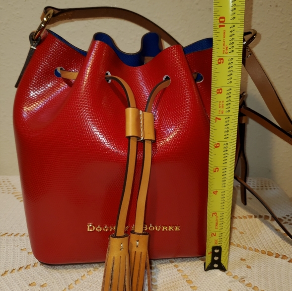 Dooney & Bourke Red Leather Drawstring Crossbody Bag - Picture 7 of 12